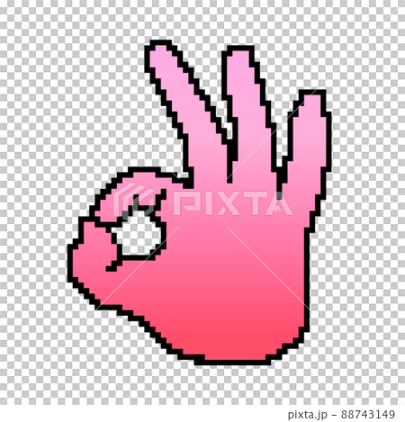 OK hand sign (red) pixel art OK hand sign (red) pixel art 88743149