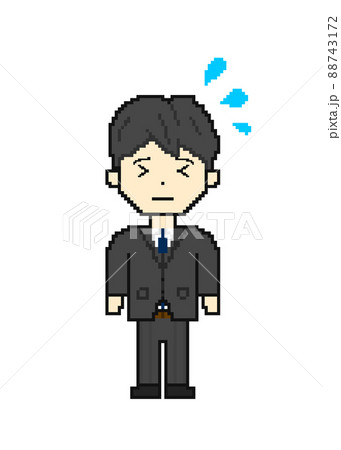 汗をかく社会人男性(ドット絵) 88743172
