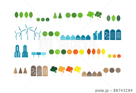 set icon bundle of urban landscapes with eco city using modern ecologically friendly technologies - wind power, wind turbine, solar energy, hills and trees. eco and green energy concept. vector set icon bundle of urban landscapes with eco city using modern ecologically friendly technologies - wind power, wind turbine, solar energy, hills and trees. eco and green energy concept. vector 88743284