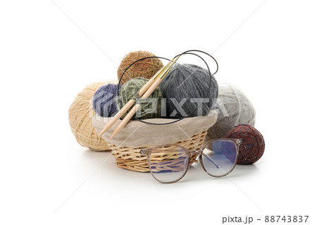 Knitting concept tools isolated on white background Knitting concept tools isolated on white background 88743837