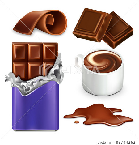 Chocolate Dessert Sweet Food And Drink Set Vector 88744262