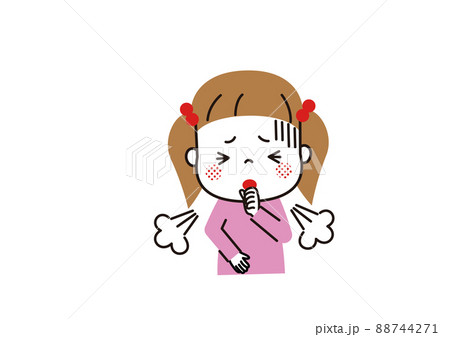 激しく咳をしている苦しそうな表情の女の子 88744271