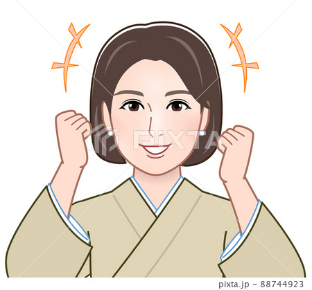 ガッツポーズをしている女性 ガッツポーズをしている女性 88744923
