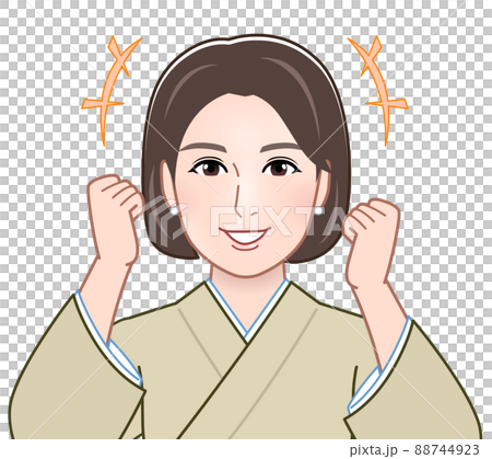 ガッツポーズをしている女性 ガッツポーズをしている女性 88744923