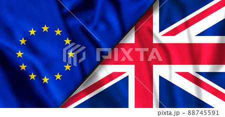 Relationship between UK, United Kingdom and EU, European Union on background. Isolated 3D illustration 88745591