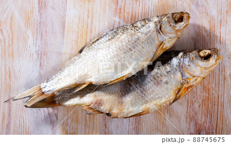 Salt-dried vobla. Traditional beer snack  88745675