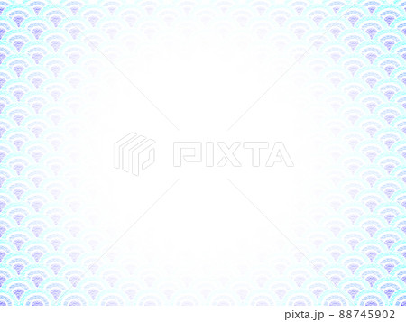 オイルパステルで描かれた青海波 中央から放射状に濃くなるグラデーション 背景素材 水色系 横 他色有 88745902