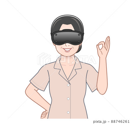 VRゴーグルを使う女性 VRゴーグルを使う女性 88746261