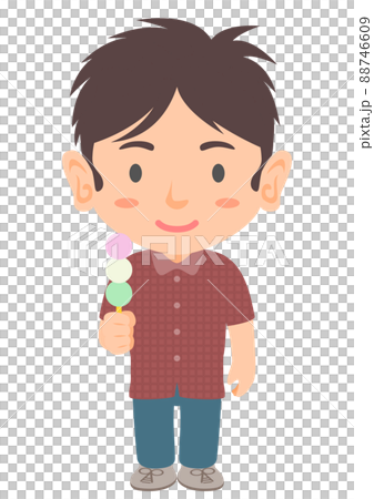 三色団子を食べる男性 三色団子を食べる男性 88746609