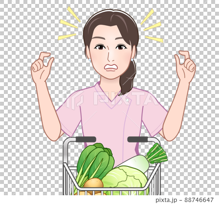 スーパーで野菜を買う人 88746647