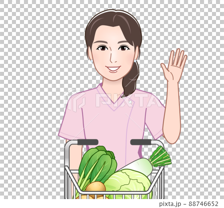 スーパーで野菜を買う人 スーパーで野菜を買う人 88746652