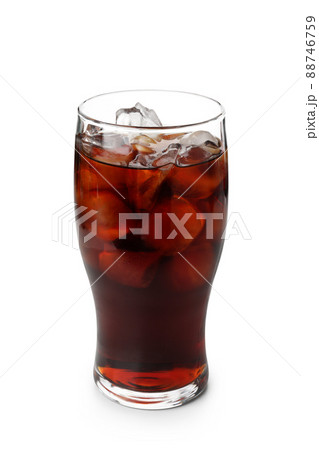 Glass of cola with ice isolated on white background Glass of cola with ice isolated on white background 88746759