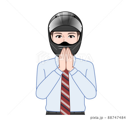 バイク用ヘルメットをした男性 88747484