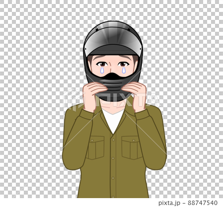 A man wearing a motorcycle helmet A man wearing a motorcycle helmet 88747540