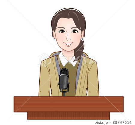 演説をする女性 88747614