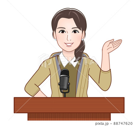 演説をする女性 88747620