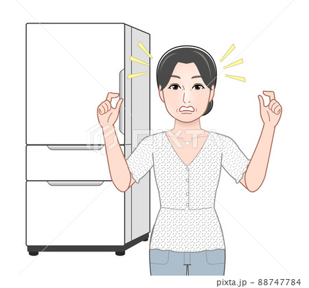 若い女性と冷蔵庫 88747784