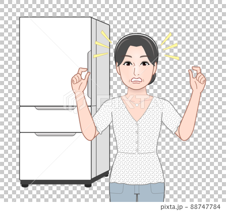 若い女性と冷蔵庫 88747784