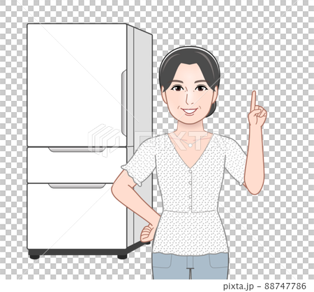 若い女性と冷蔵庫 若い女性と冷蔵庫 88747786