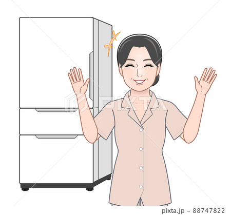 若い女性と冷蔵庫 88747822