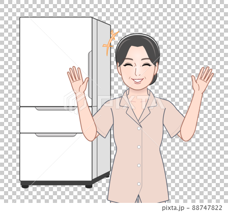 若い女性と冷蔵庫 88747822