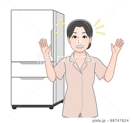 若い女性と冷蔵庫 88747824