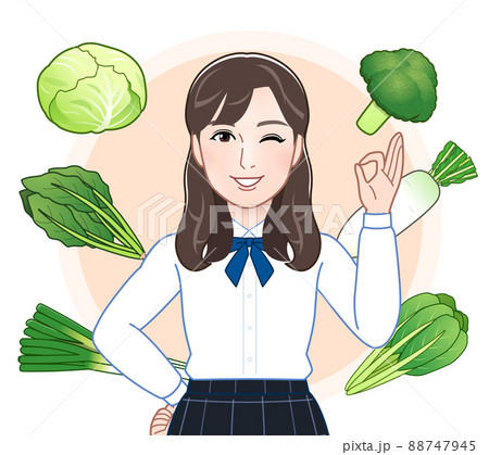 冬野菜と女性 88747945