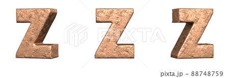 Letter Z from Copper letters alphabet collection set. Isolated. 3D Rendering 88748759