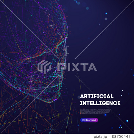 Ai digital brain. Artificial intelligence woman. Human head robot digital technology background. Ai digital brain. Artificial intelligence woman. Human head robot digital technology background. 88750442