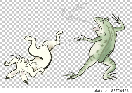 鳥獣戯画（ウサギとカエルの相撲） 88750488