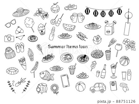Summer item icon set 88751126