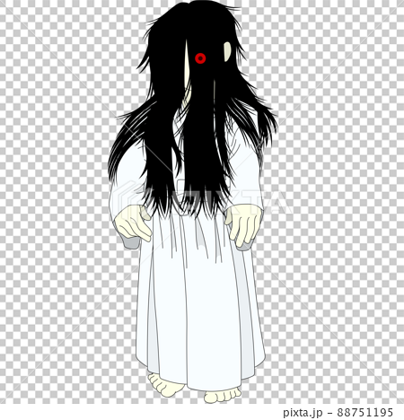 Illustration of a haunted woman with long hair - Stock Illustration ...