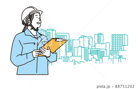 都市開発に携わる建設作業員の女性 88751202