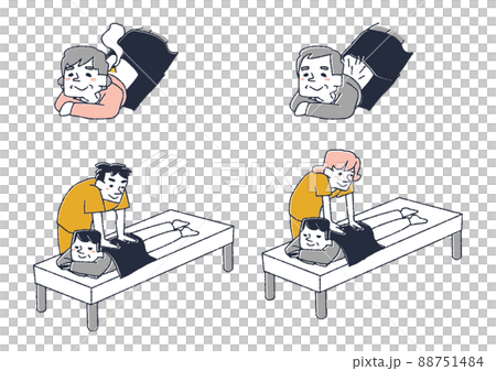 Person illustration set of osteopathic clinic and acupuncture clinic Comical handwritten person vector, color on line drawing 88751484