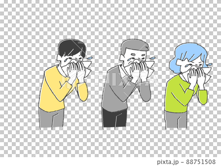 打噴嚏的人集 可笑的手寫人矢量、線條畫和顏色 打噴嚏的人集 可笑的手寫人矢量、線條畫和顏色 88751508