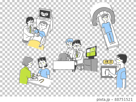 與內臟相關的檢查插圖集 可笑的手寫人矢量,線條畫上的顏色 與內臟相關的檢查插圖集 可笑的手寫人矢量,線條畫上的顏色 88751521