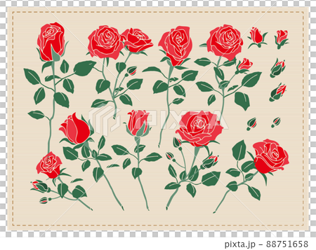 薔薇の花 セット (線無し)のイラスト素材 [88751658] - PIXTA
