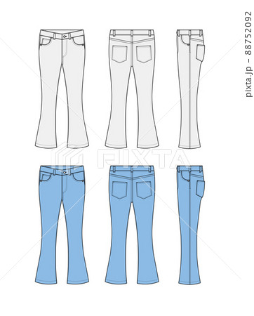 BISON ブーツカットデニム フレアパンツ　手描きイラストポップ ブーツカットデニム・ブーツカットジーンズ ベクター