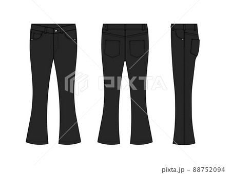 BISON ブーツカットデニム フレアパンツ　手描きイラストポップ ブーツカットデニム・ブーツカットジーンズ ベクター