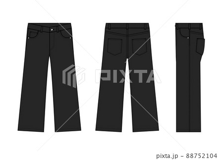 ワイドデニム・ワイドジーンズ　ベクターテンプレートイラスト | ブラック 88752104
