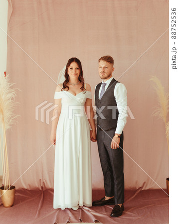 beautiful young wedding couple at restaurant grain effect beautiful young wedding couple at restaurant grain effect 88752536