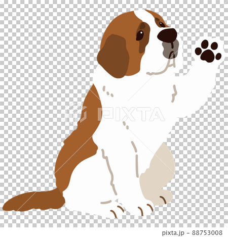 手を振るシンプルで可愛いセント・バーナードのイラスト　主線無し 88753008