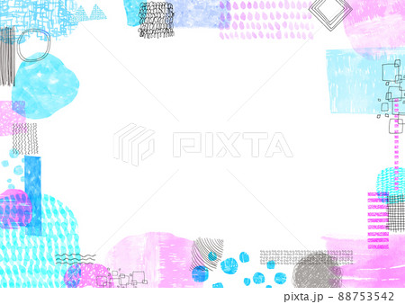 水彩　コラージュ　飾り枠 88753542