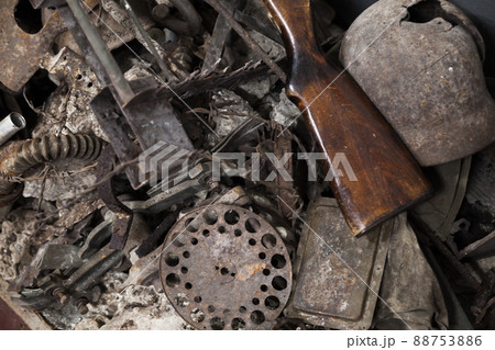 Broken rusty weapon from WWII 88753886