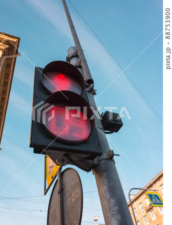 Traffic lights for pedestrians with timer Traffic lights for pedestrians with timer 88753900