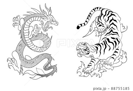 Dragon And Tiger Fighting Tattoo Royalty Free SVG, Cliparts, Vectors, and  Stock Illustration. Image 23655172.