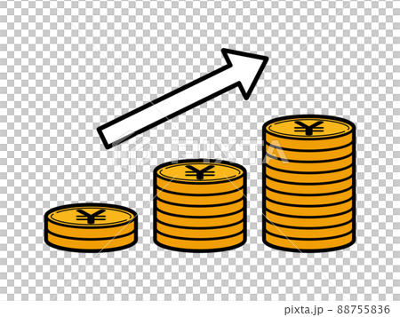 增加堆積的日元硬幣的例證 88755836