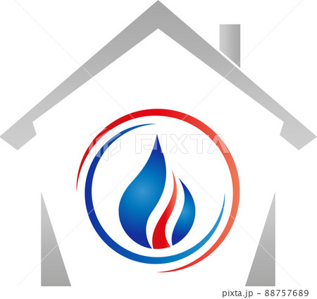 Flame, Water Drop, Plumber, Repairman, Installer, Logo 88757689