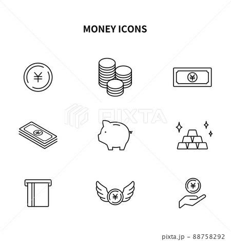 シンプルアイコンセット|お金・資産・資金・日本円 シンプルアイコンセット|お金・資産・資金・日本円 88758292