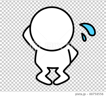 二頭身の白い人が困っているイラスト 88758556